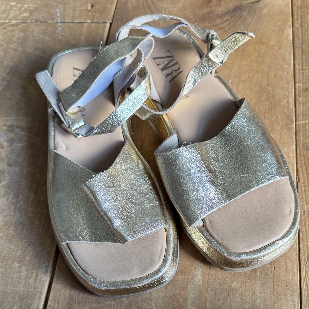 Zara Kids Metallic Gold Sandals